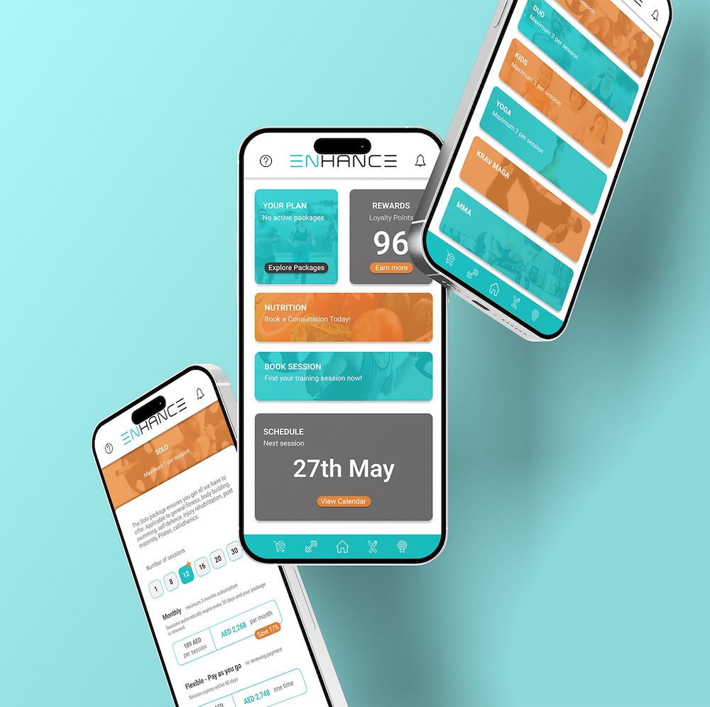 enhance fitness app design mockup
